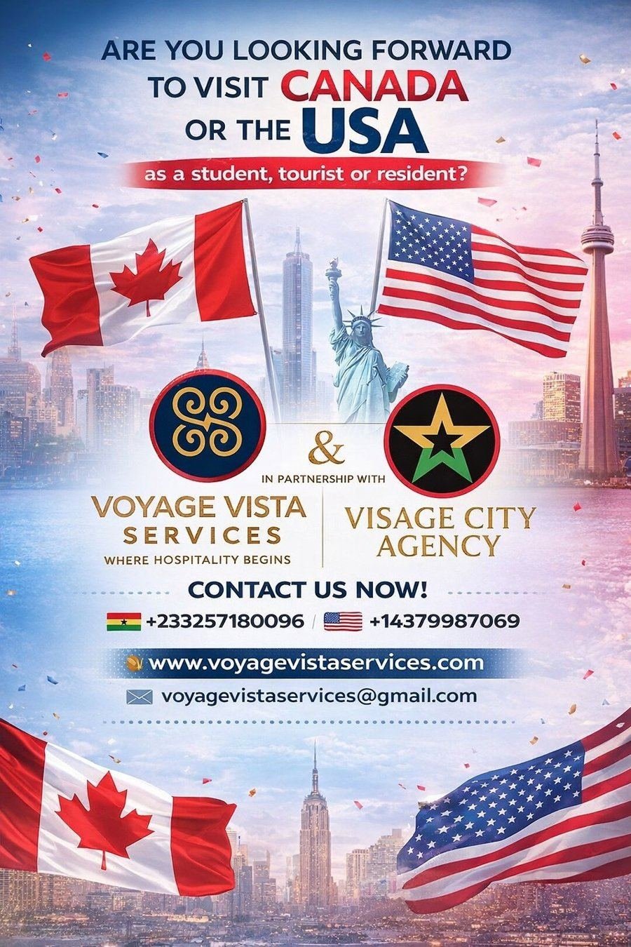 Voyage Vista Services and Visage City Agency — Canada and USA visa support for students, tourists and residents